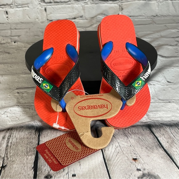 Havaianas Red/Blue toddlers boys Flip Flops Size 9C  23-23 NEW WITH TAGS - Picture 2 of 4